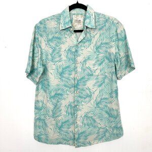 Tasso Elba Island Silk Linen Tropical Short Sleeve Button Down Shirt Small